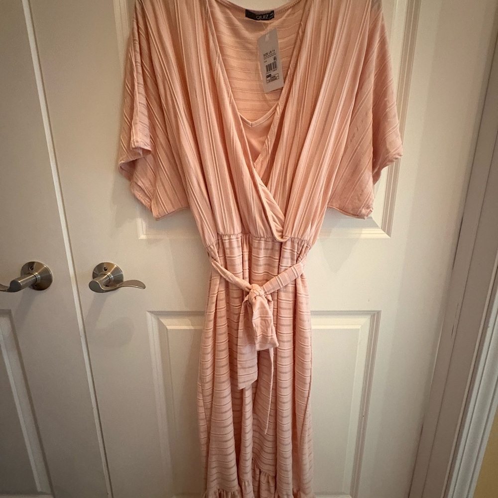 Pink Striped Wrap Dress